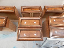 Drawer pulls removed and holes filled with wood filler